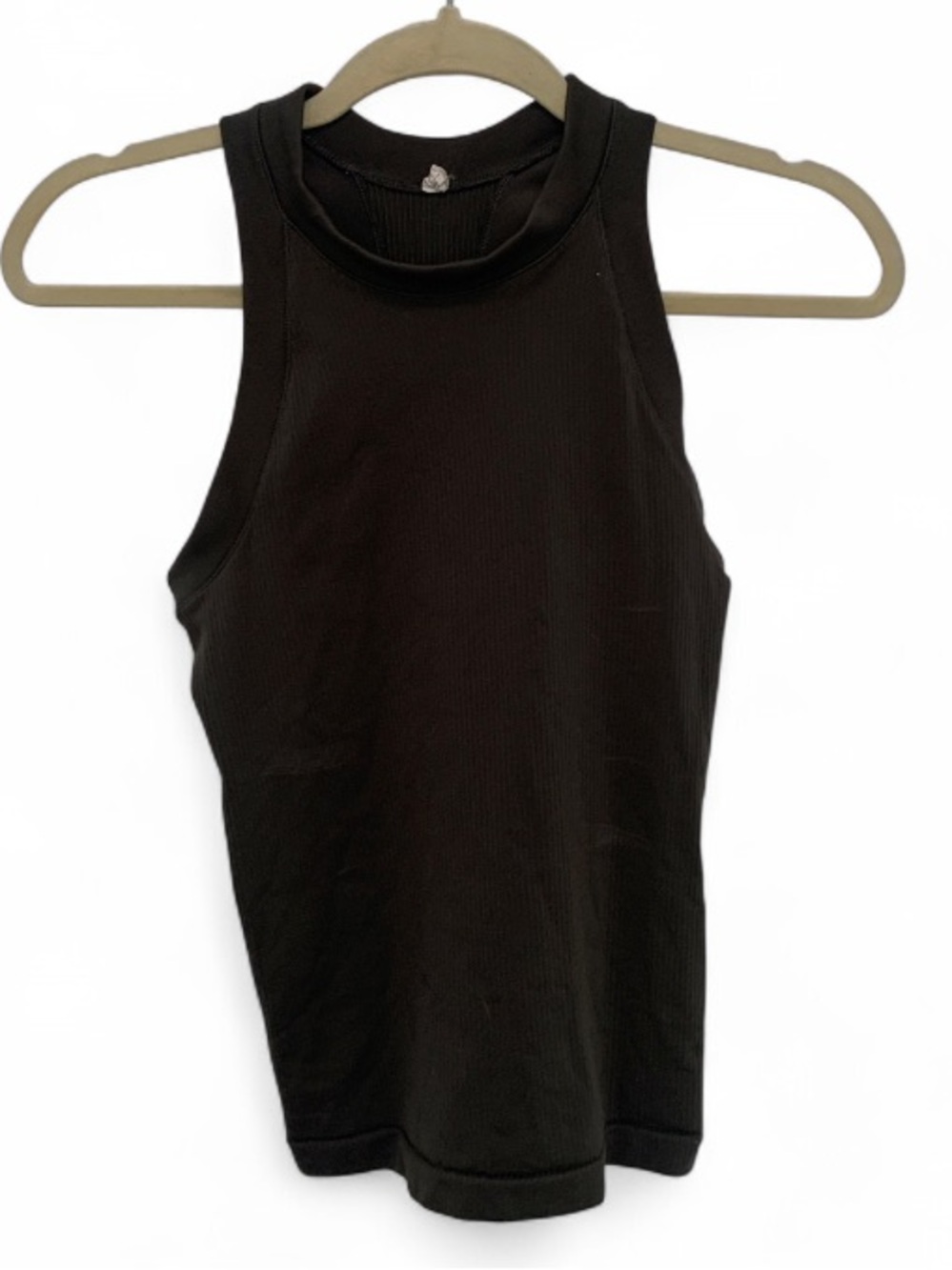 Athleta Renew Dark Gray Ribbed High Neck Neck Tank Top